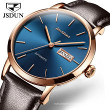 Fashion Men Watch Luxury Brand JSDUN 8812 Men Genuine Leather Automatic Mechanical Watch Alloy Material Waterproof Clock